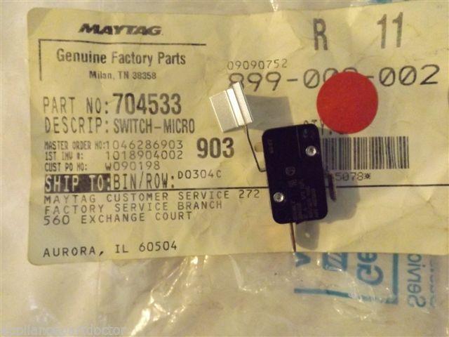 JENN AIR KENMORE STOVE 704533 Switch, Micro NEW IN BOX JENN AIR KENMORE STOVE 704533 Switch, Micro NEW IN BOX